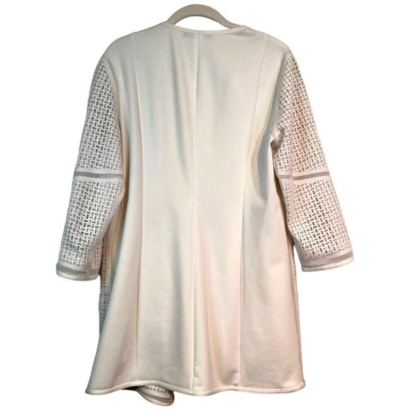 Peter Nygard Womens White Laser Cut Front Panel Jacket Size Medium Art to Wear - Picture 2 of 9